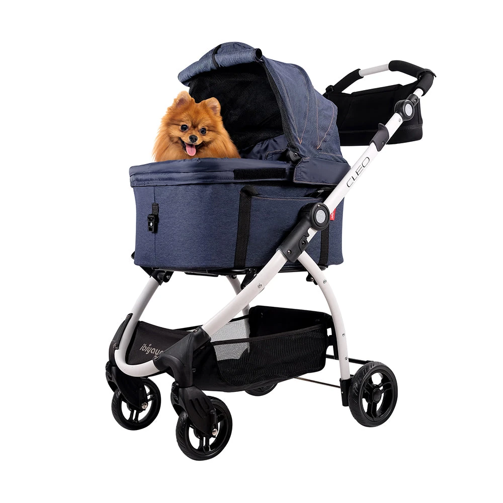 02_FS2191-B_dog-stroller_fix-2_2000x Ibiyaya CLEO Pet Stroller & Car Seat Travel System, Blue Jeans