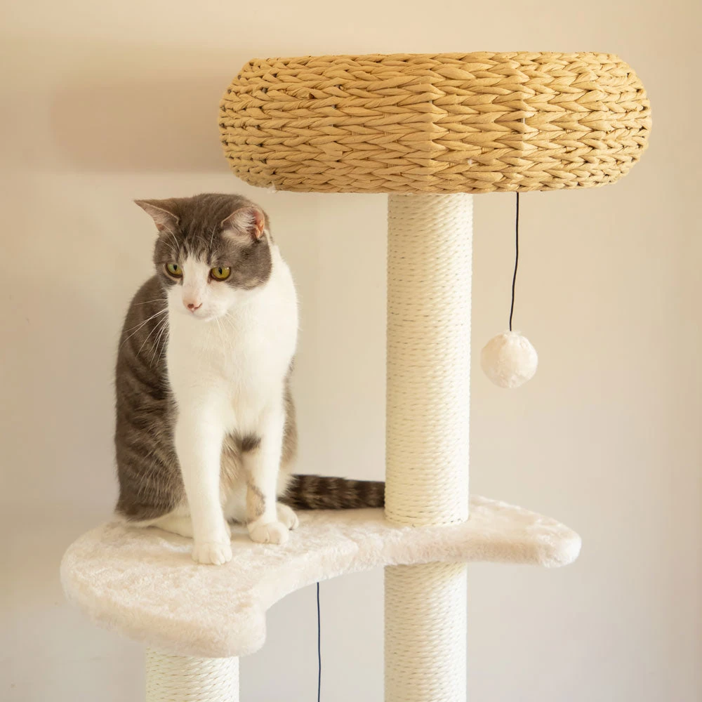 042A5722_2000x 5-Platform Plush and Wicker Cat Tree