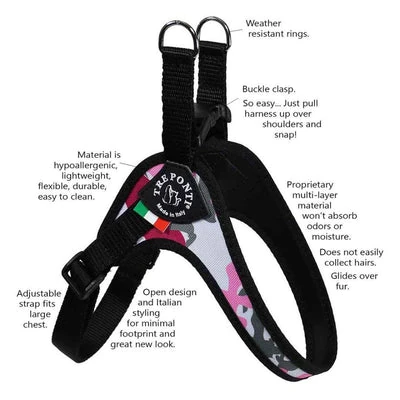 13_106b2353-d178-4f47-a2ec-73c4a5e9ca1e_400x Tre Ponti Adjustable Girth Easy Fit Pet Harness, Camouflage Pink