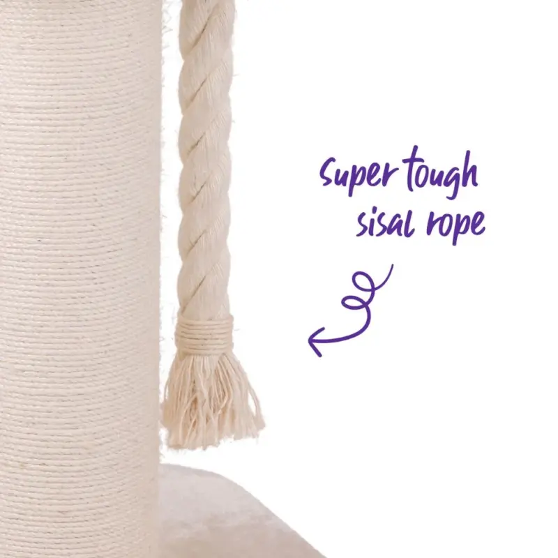 High Bed Scratching Post for Large Cats, Cream