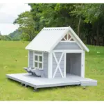 Mini Hamptons Lockable Wooden Dog House With Deck