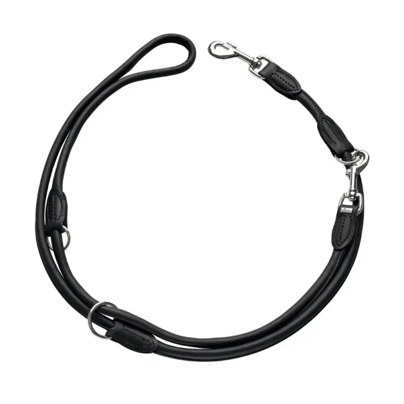 Hunter Rolled Soft Leather Dog Training Leash, Black