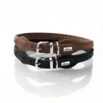 Hunter Rolled Soft Leather Dog Collar, Black