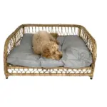 Jacob Outdoor Wicker Rope Elevated Dog Bed, Natural