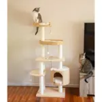 Premium Solid Wood and Natural Wicker Cat Tree