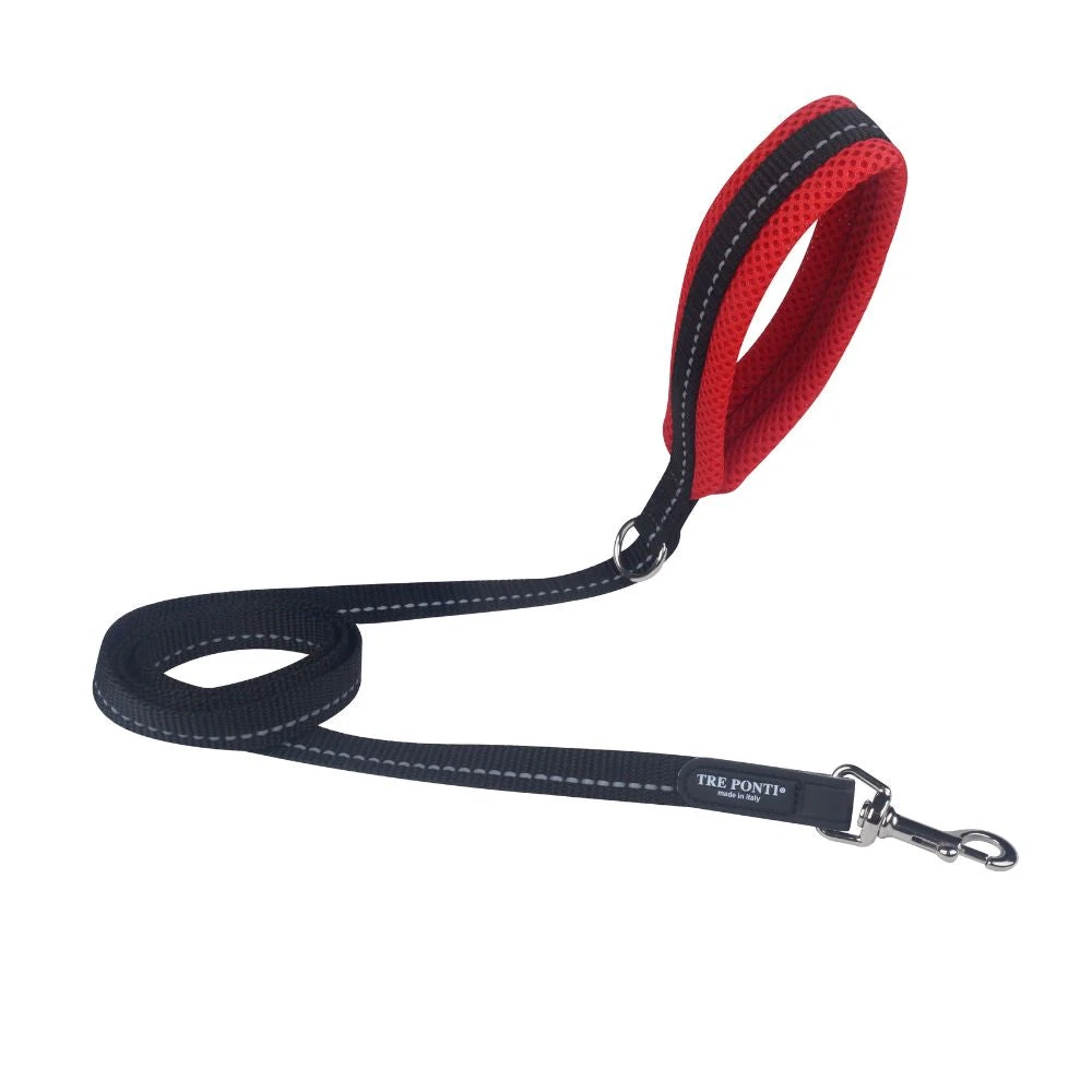 66_2000x Tre Ponti Mesh Dog Lead, Red