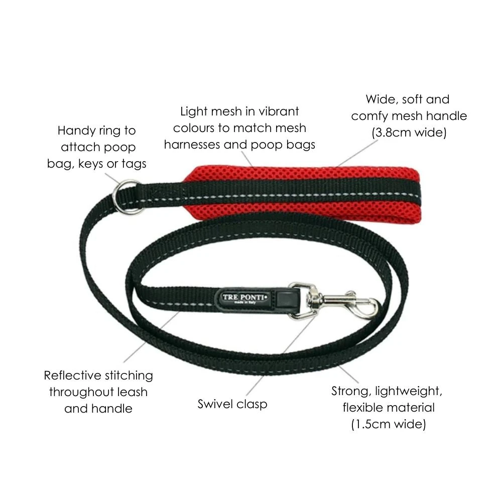 67_3335cdcc-235d-41c0-9f0d-c9ca6c507464_2000x Tre Ponti Mesh Dog Lead, Red