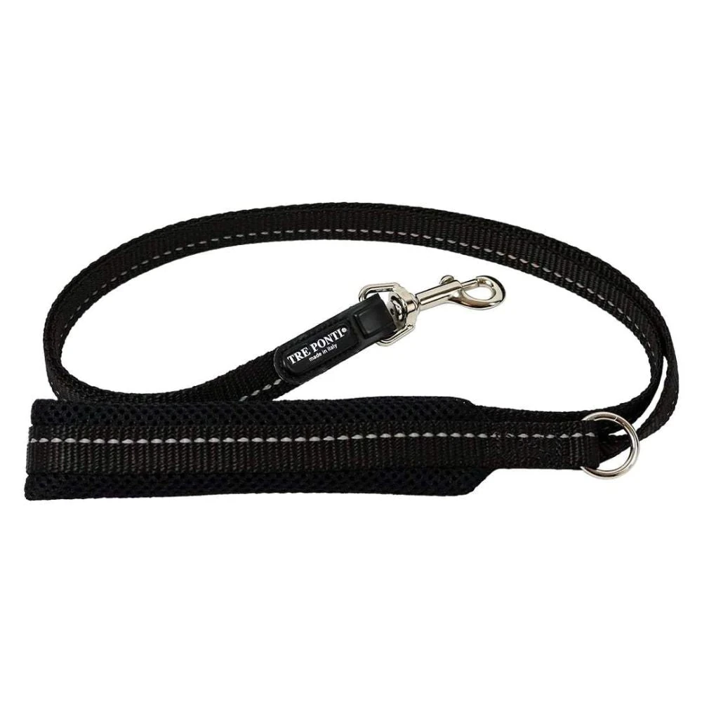 70_2000x Tre Ponti Mesh Dog Lead, Black