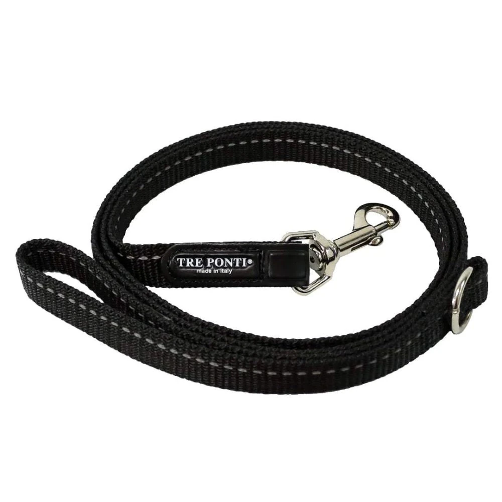 72_2000x Tre Ponti Reflective Dog Leash, Black