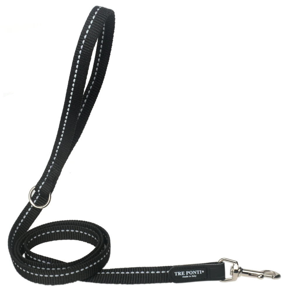 82png_2000x Tre Ponti Reflective Dog Leash, Black