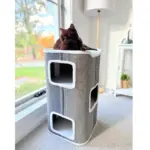 Tri-Level Square Cat Condo with Sherpa Lining
