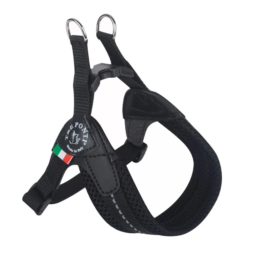 86_2000x Tre Ponti Mesh Adjustable Girth Easy Fit Pet Harness, Black