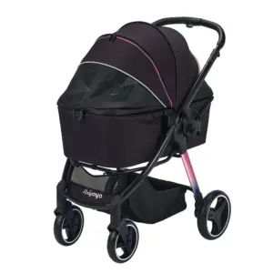 Ibiyaya Retro Luxe Pet Stroller for Cats & Dogs, Prism Black