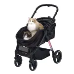 Ibiyaya Retro Luxe Pet Stroller for Cats & Dogs, Prism Black