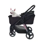 Ibiyaya Retro Luxe Pet Stroller for Cats & Dogs, Prism Black