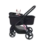 Ibiyaya Retro Luxe Pet Stroller for Cats & Dogs, Prism Black