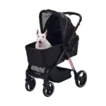 Ibiyaya Retro Luxe Pet Stroller for Cats & Dogs, Prism Black