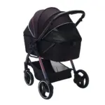 Ibiyaya Retro Luxe Pet Stroller for Cats & Dogs, Prism Black