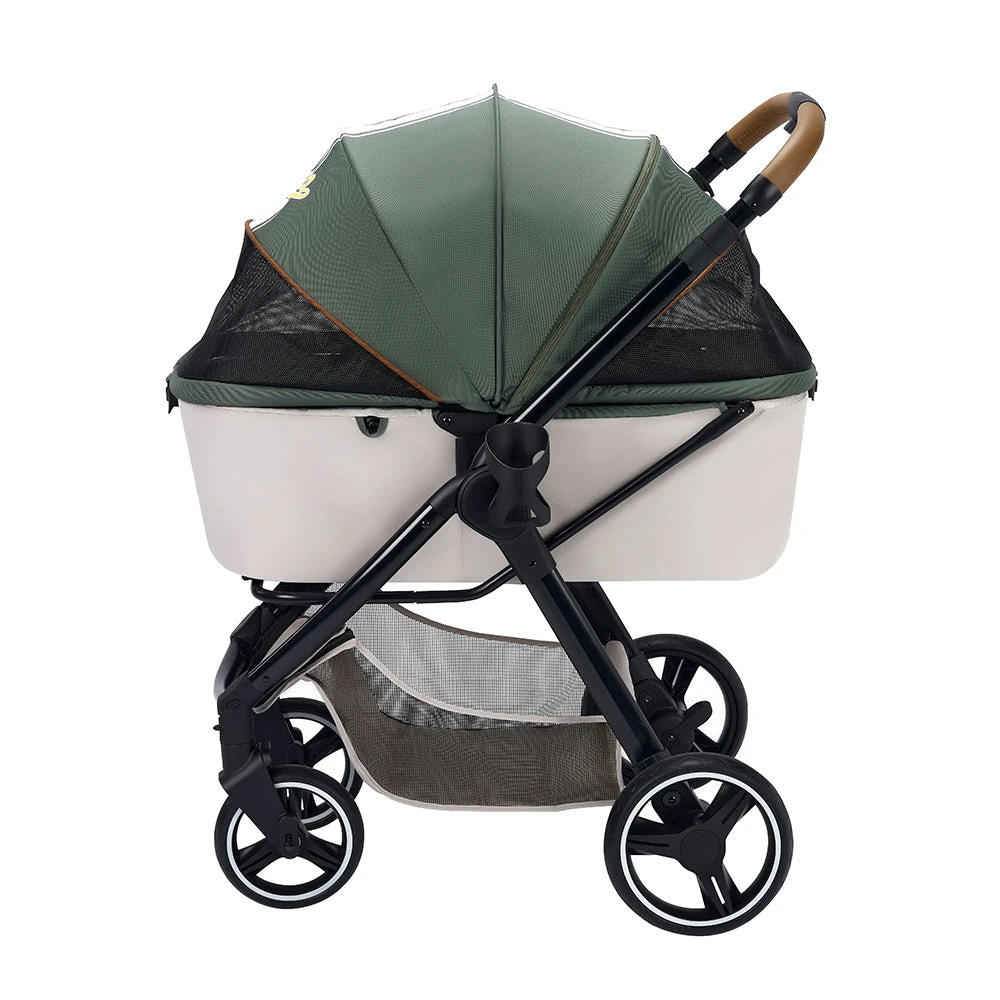 FS2102-GN_02_2000x Ibiyaya Retro Luxe Pet Stroller for Cats & Dogs, Soft Sage