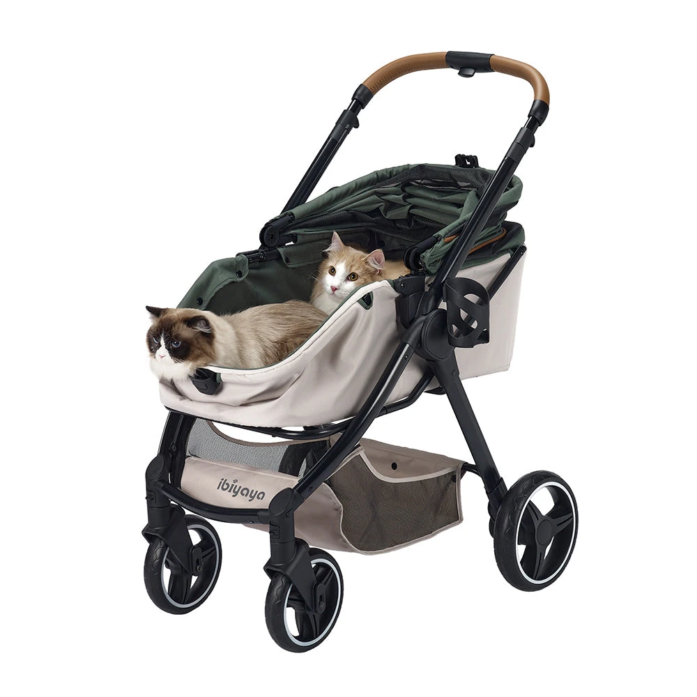 FS2102-GN_03_2000x Ibiyaya Retro Luxe Pet Stroller for Cats & Dogs, Soft Sage