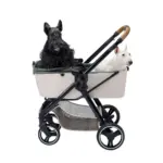 Ibiyaya Retro Luxe Pet Stroller for Cats & Dogs, Soft Sage