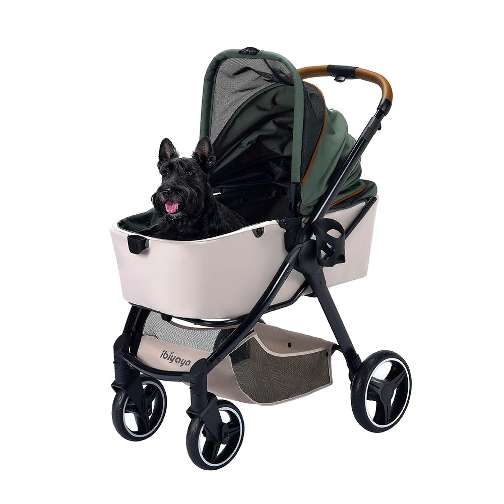 FS2102-GN_07_2000x Ibiyaya Retro Luxe Pet Stroller for Cats & Dogs, Soft Sage
