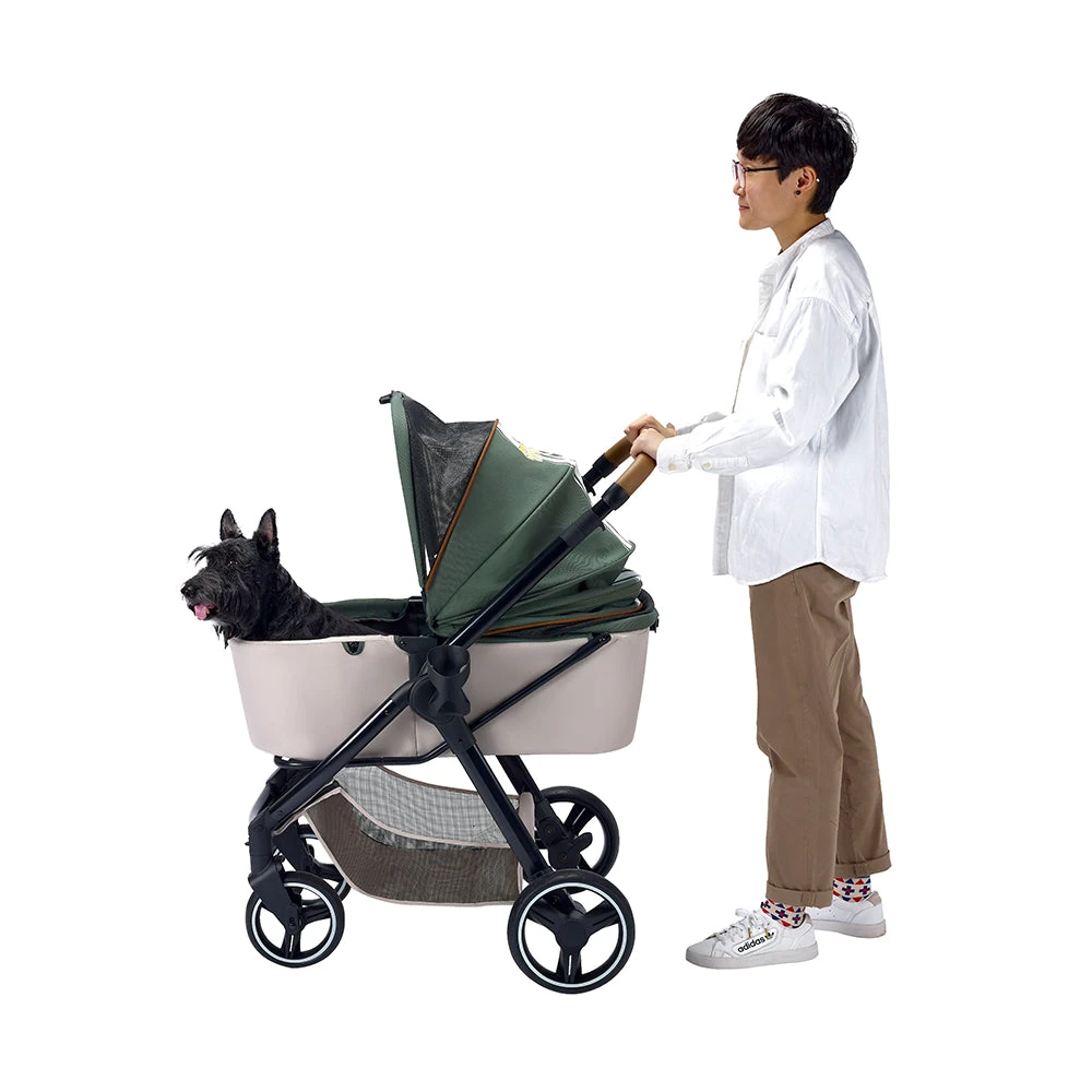 FS2102-GN_08_2000x Ibiyaya Retro Luxe Pet Stroller for Cats & Dogs, Soft Sage