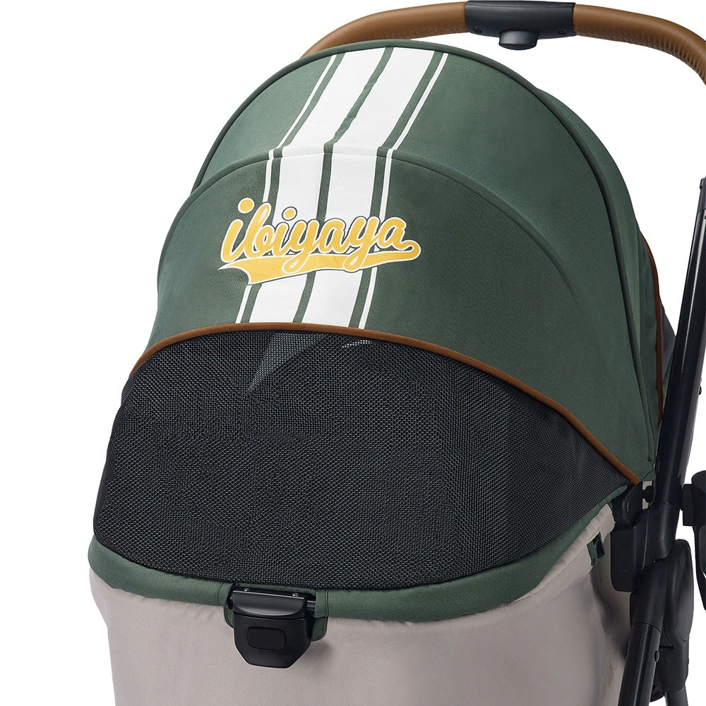 FS2102-GN_10_2000x Ibiyaya Retro Luxe Pet Stroller for Cats & Dogs, Soft Sage