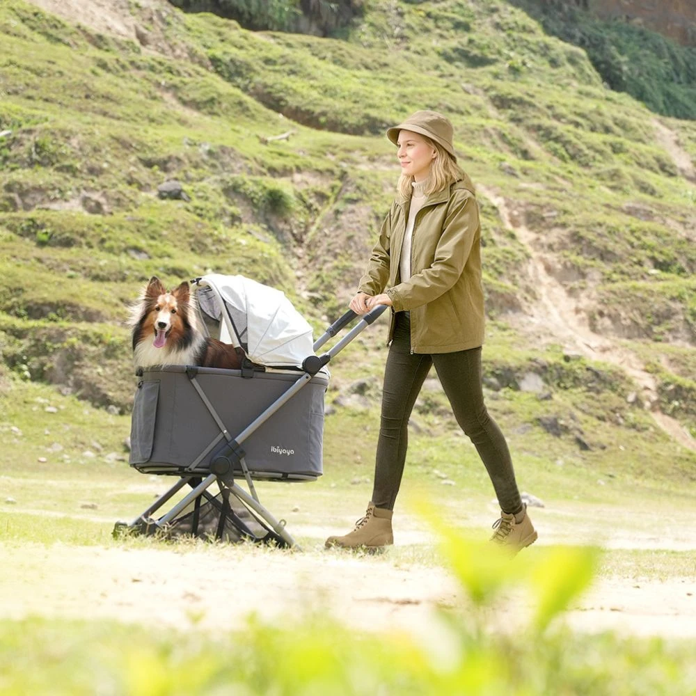 FS2501-G-5_2000x Ibiyaya Maxi Deep Carriage Pet Stroller, Twin Grey