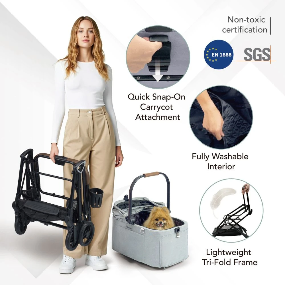 FS2511-G-10_d281d702-e4b1-4cc1-ba92-97f37117547c_2000x Ibiyaya Tinker Small Detachable Pet Stroller, Sage Green