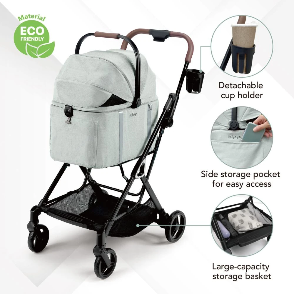 FS2511-G-12_f81c46a8-733e-490e-b728-4079e003074a_2000x Ibiyaya Tinker Small Detachable Pet Stroller, Sage Green