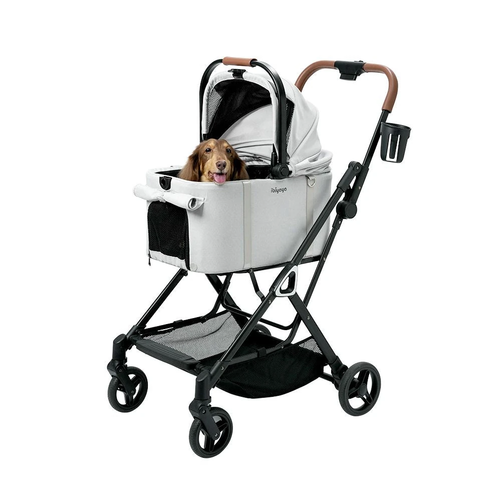 FS2511-G-14_2000x Ibiyaya Tinker Small Detachable Pet Stroller, Silver Grey