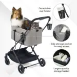 Ibiyaya Travois Tri-Fold Pet Travel System, Taupe Grey