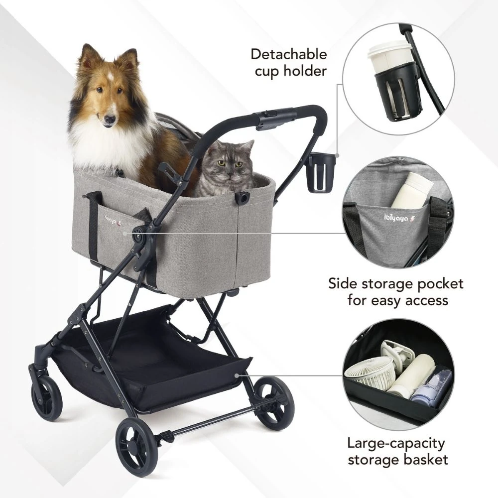 FS2517-TG-10_2000x Ibiyaya Travois Tri-Fold Pet Travel System, Taupe Grey