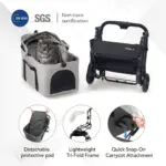 Ibiyaya Travois Tri-Fold Pet Travel System, Taupe Grey