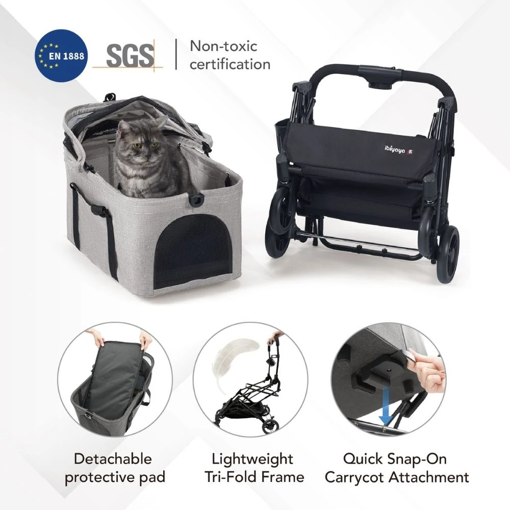 FS2517-TG-12_2000x Ibiyaya Travois Tri-Fold Pet Travel System, Taupe Grey