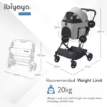 Ibiyaya Travois Tri-Fold Pet Travel System, Taupe Grey
