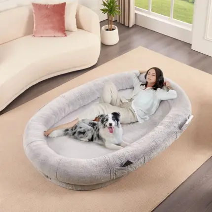 Comfort Plus Human Dog Bed, Light Grey