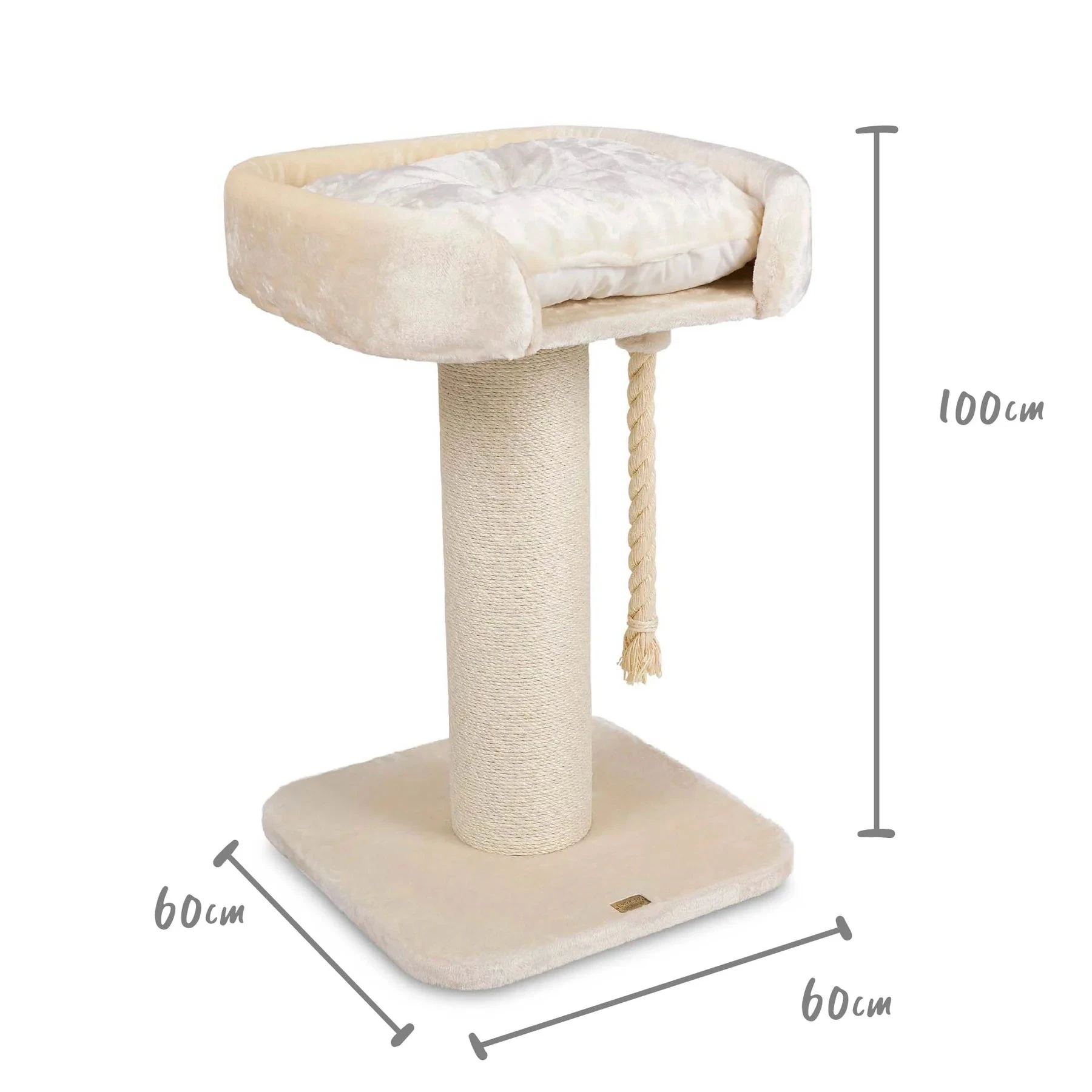 Kazoo_15489_HighBedScratchPost_Cream_Doodles_2000x High Bed Scratching Post for Large Cats, Cream