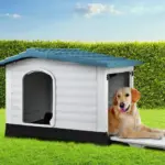 Outdoor Dual-Entry Dog House, Blue
