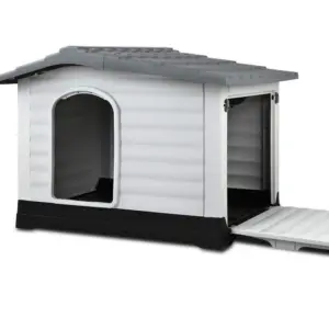Outdoor Dual-Entry Dog House, Grey