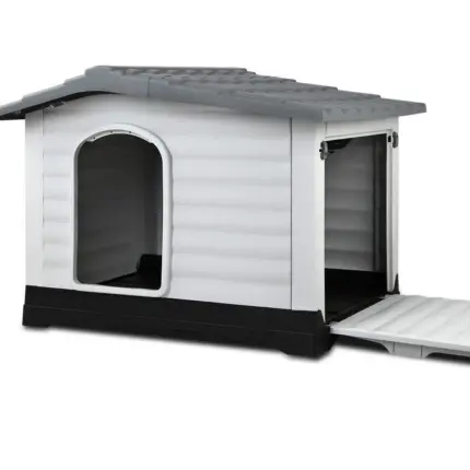 Outdoor Dual-Entry Dog House, Grey
