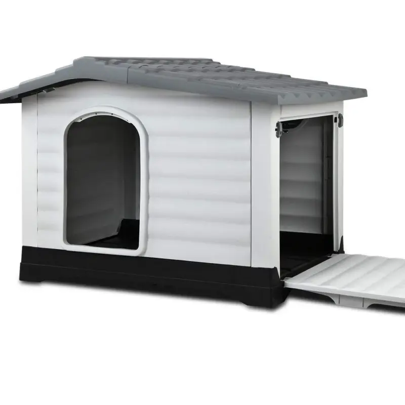 Outdoor Dual-Entry Dog House, Grey