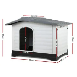 Outdoor Dual-Entry Dog House, Grey