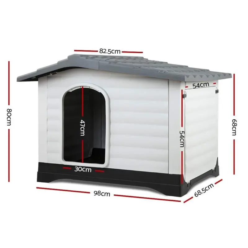 Outdoor Dual-Entry Dog House, Grey