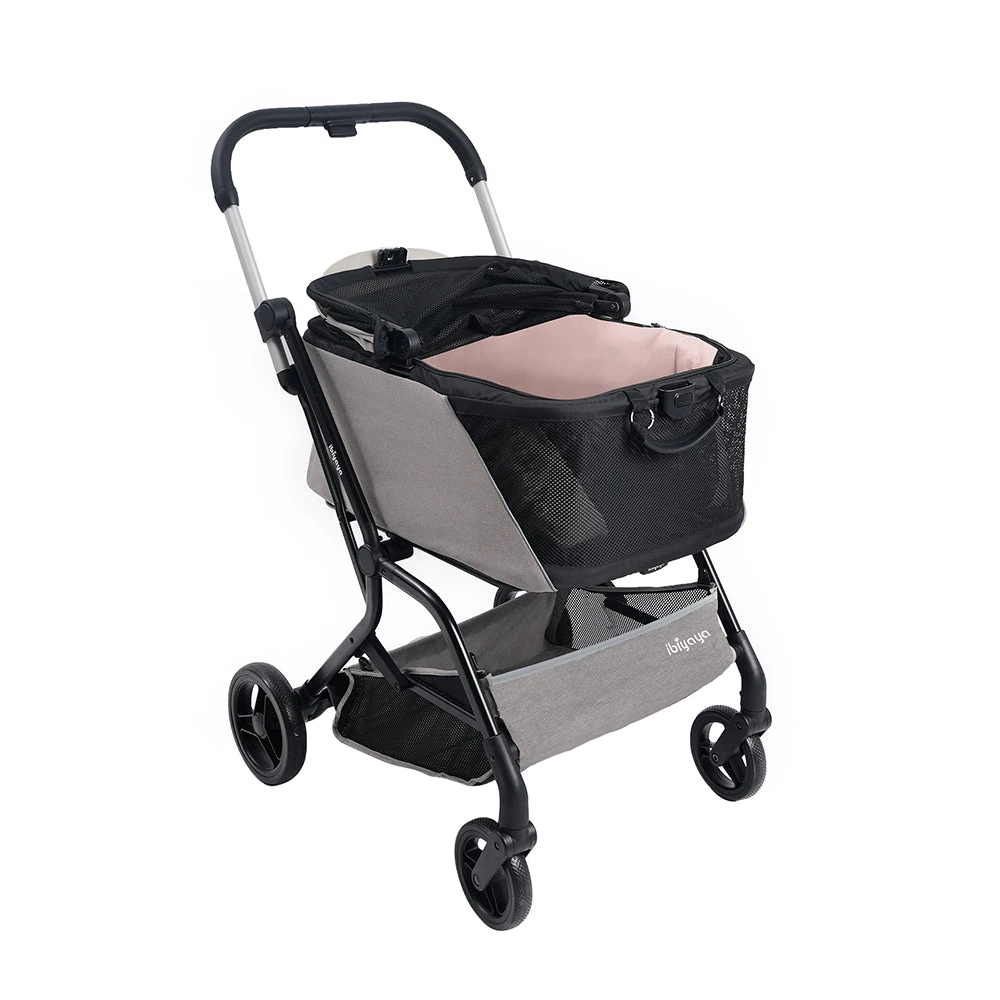 fs2404-04_2000x Ibiyaya InstaCollapse Detachable Dog Stroller, Taupe
