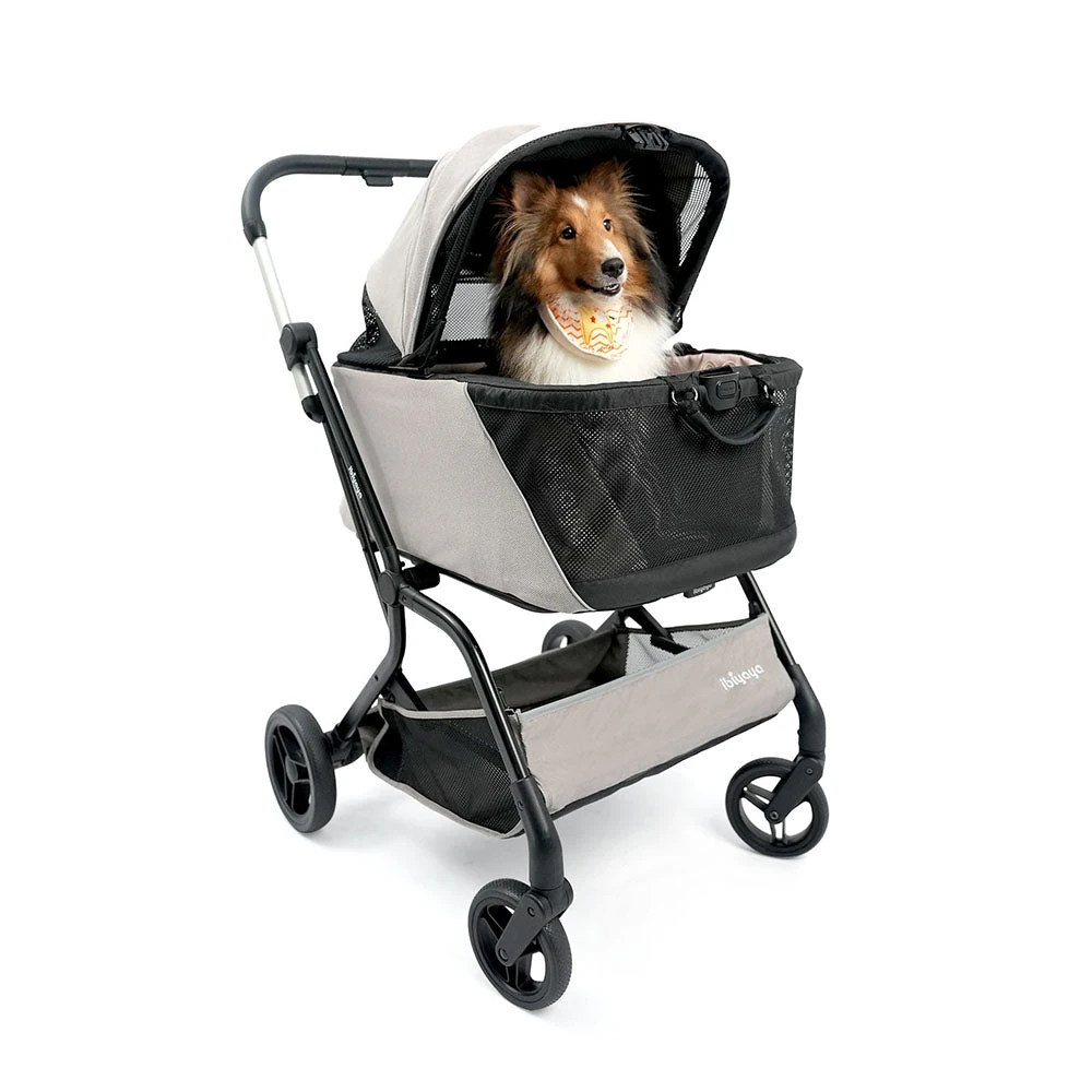 fs2404-11_2000x Ibiyaya InstaCollapse Detachable Dog Stroller, Taupe