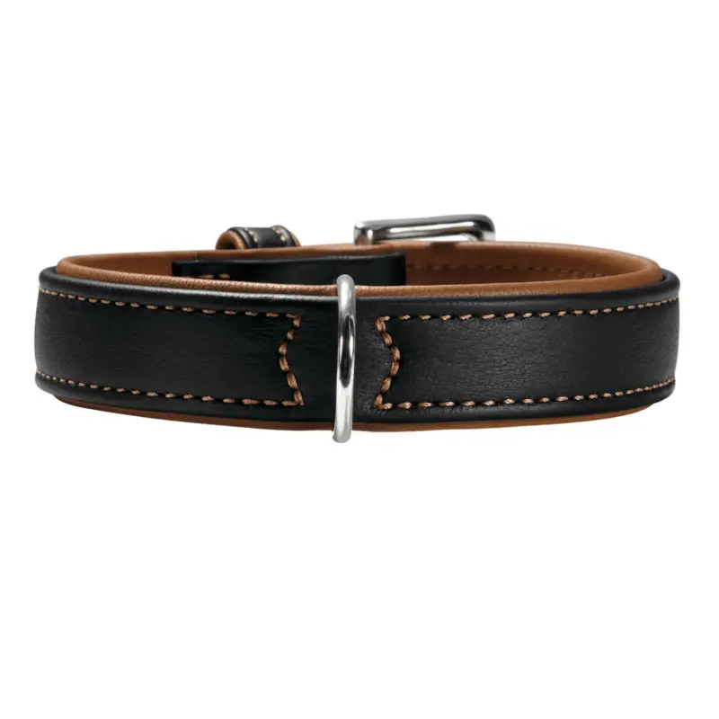 Hunter Canadian Elk Leather Dog Collar, Black