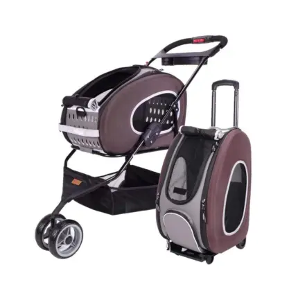 Ibiyaya EVA 5-in-1 Combo Pet Carrier, Pram & Backpack, Chocolate