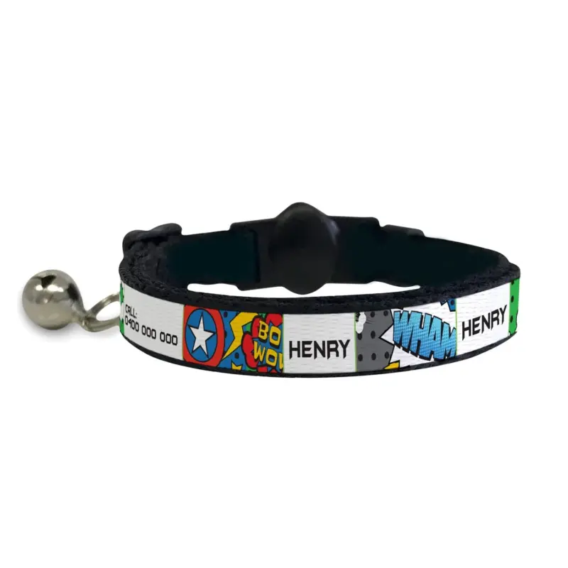 Personalised Cat Collar - Superhero Comic